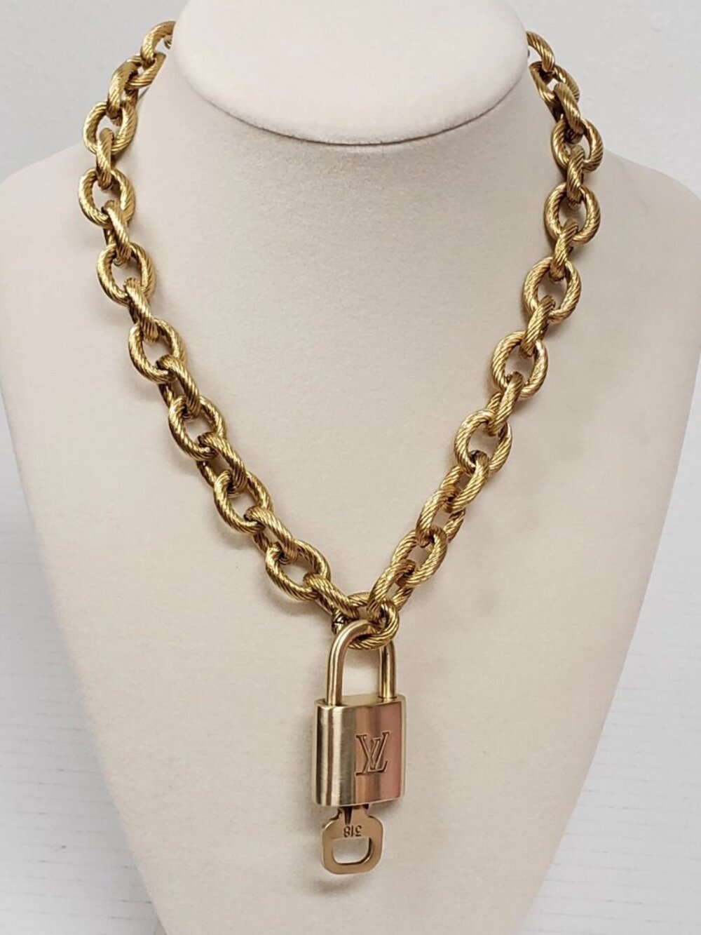 Gold-Plated Necklace with Authentic Louis Vuitton Padlock